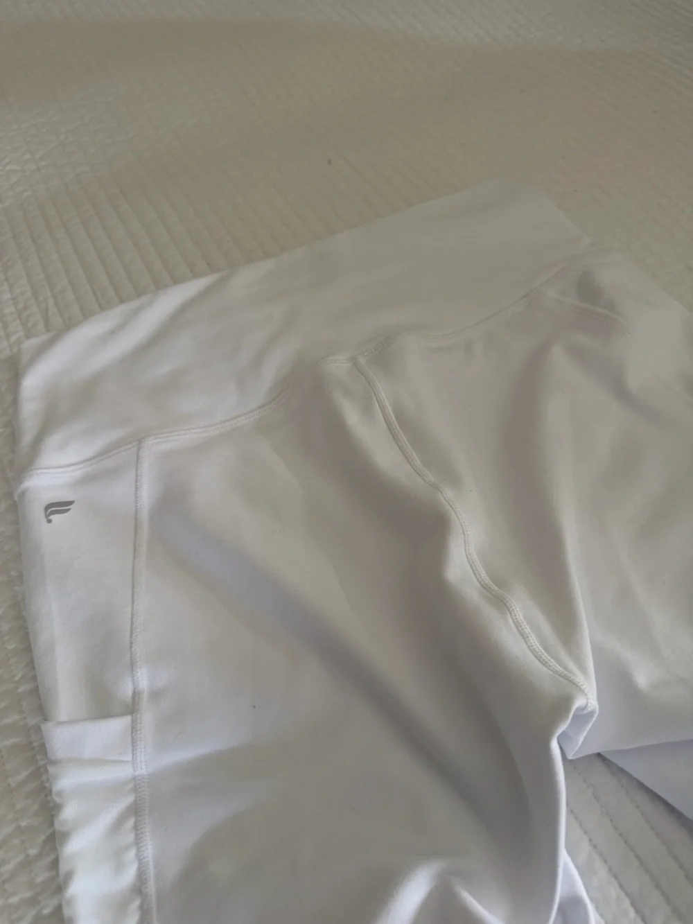 Fabletics White PowerHold Leggings with Subtle Logo - Picture 6 of 8
